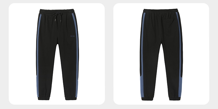 Blue / Black Cotton Striped Joggers for Men