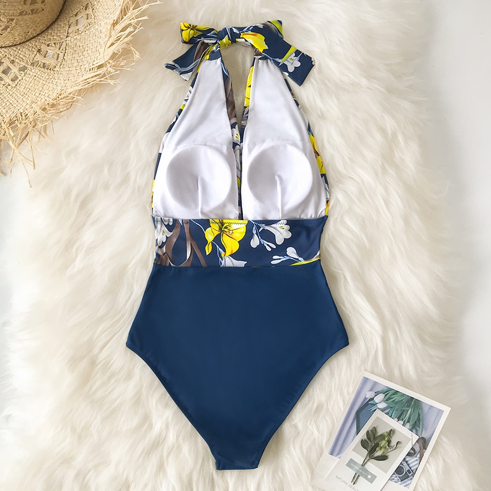 Black and Blue Women's One-Piece Swimsuit