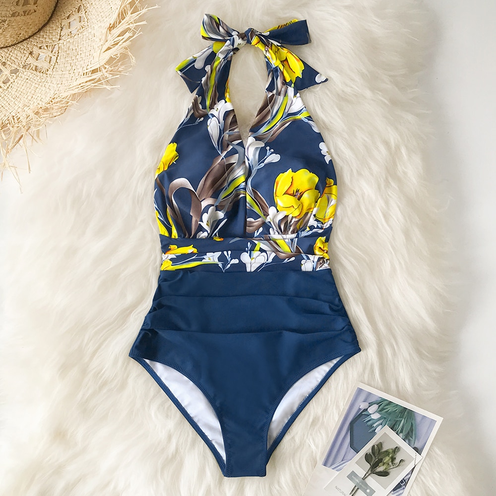 Black and Blue Women's One-Piece Swimsuit