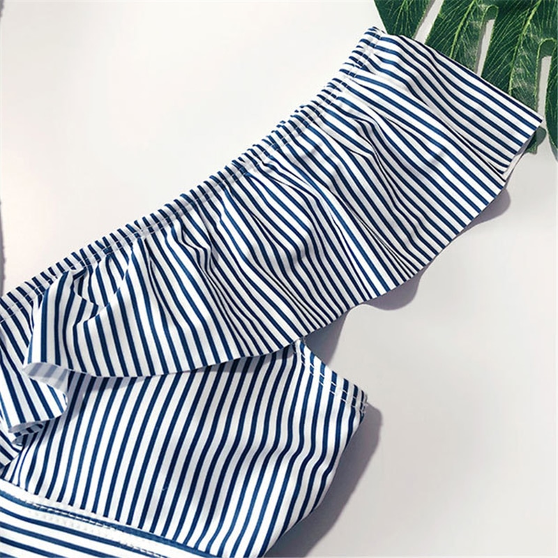Women's Striped Ruffled Swimsuit