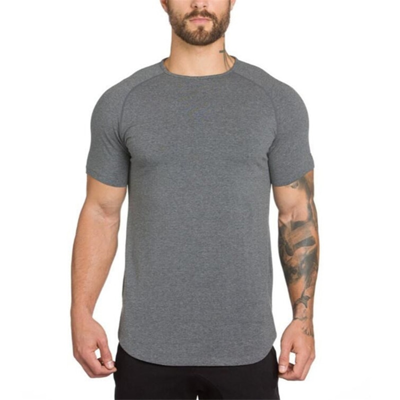 Men's Solid Color Cotton Fitness T-Shirt