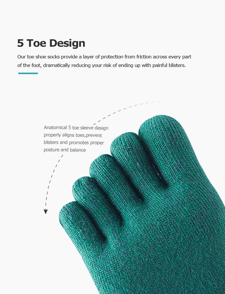 Solid Color Coolmax Athletic Toe Socks