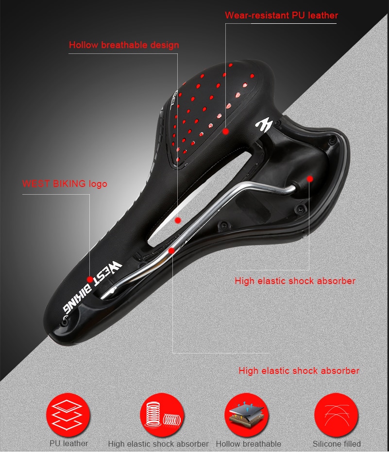 Breathable PU Leather Bicycle Saddle