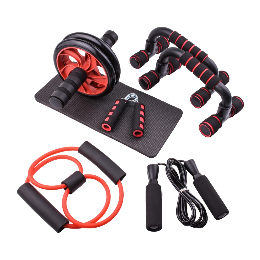 Workout Gym AB Power Wheels with Jump Rope Set