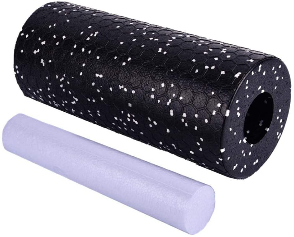 2 in 1 Black High Density Foam Yoga Roller and Massage Balls Set