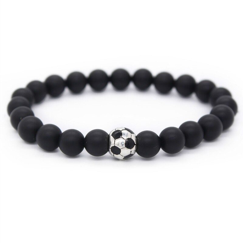 Football Natural Stone Charm Bracelets for Men