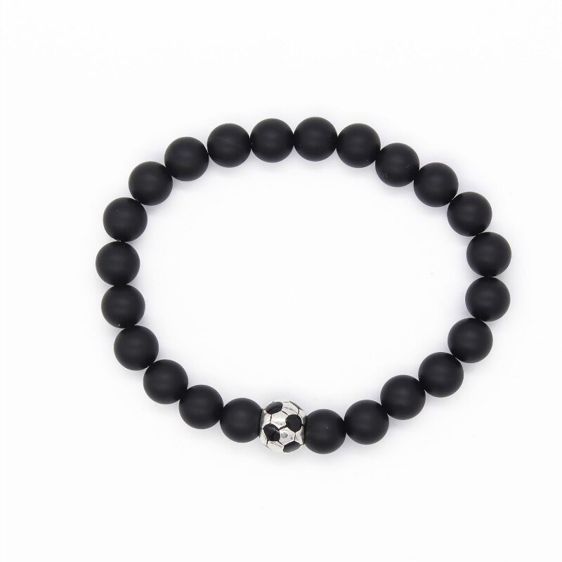 Football Natural Stone Charm Bracelets for Men