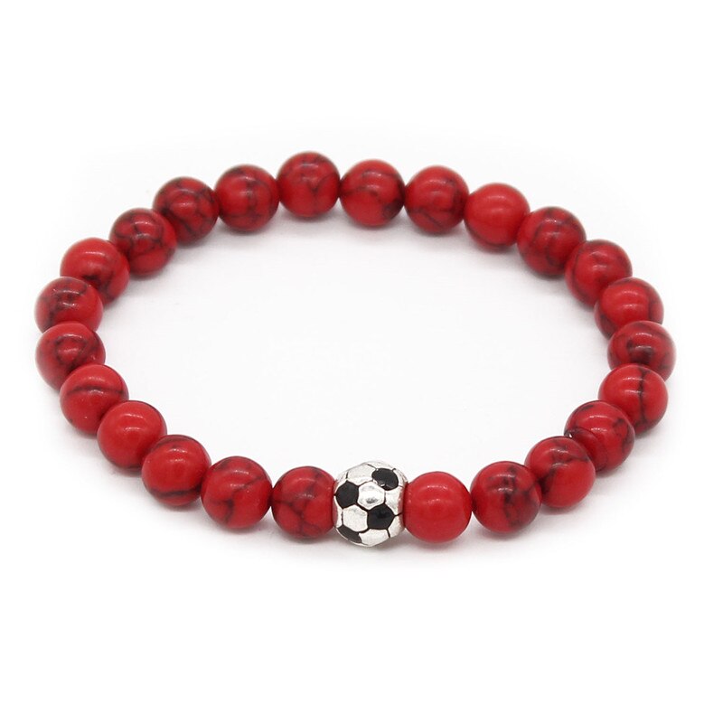 Football Natural Stone Charm Bracelets for Men