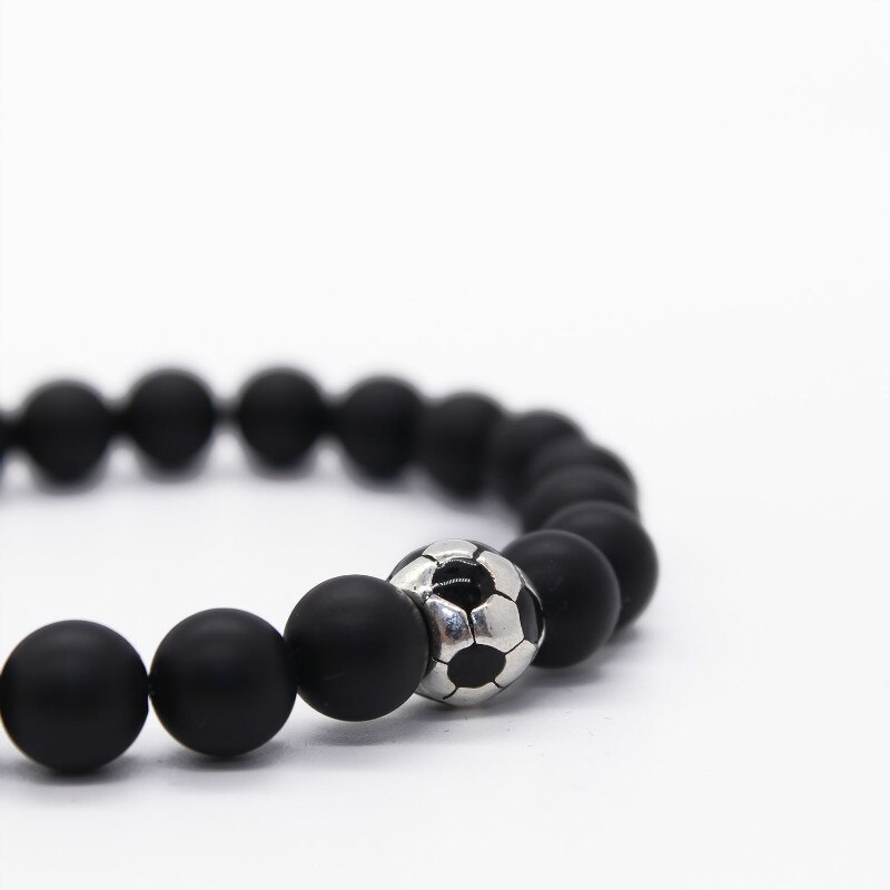 Football Natural Stone Charm Bracelets for Men