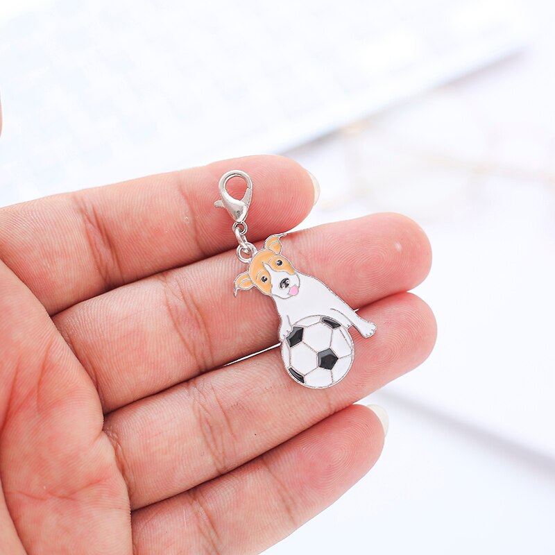 Football Jack Russell Terrier Shaped Key Rings