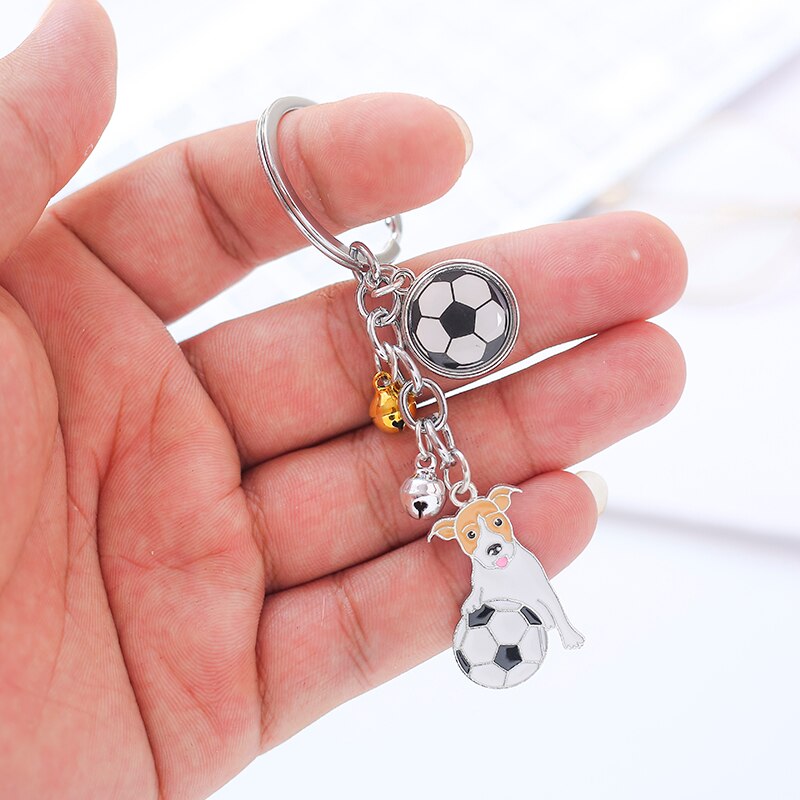 Football Jack Russell Terrier Shaped Key Rings