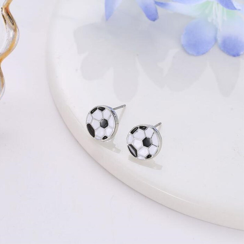 Cute Football Designed Stud Earrings