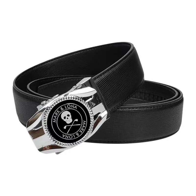 Men's White / Black Leather Golf Belt