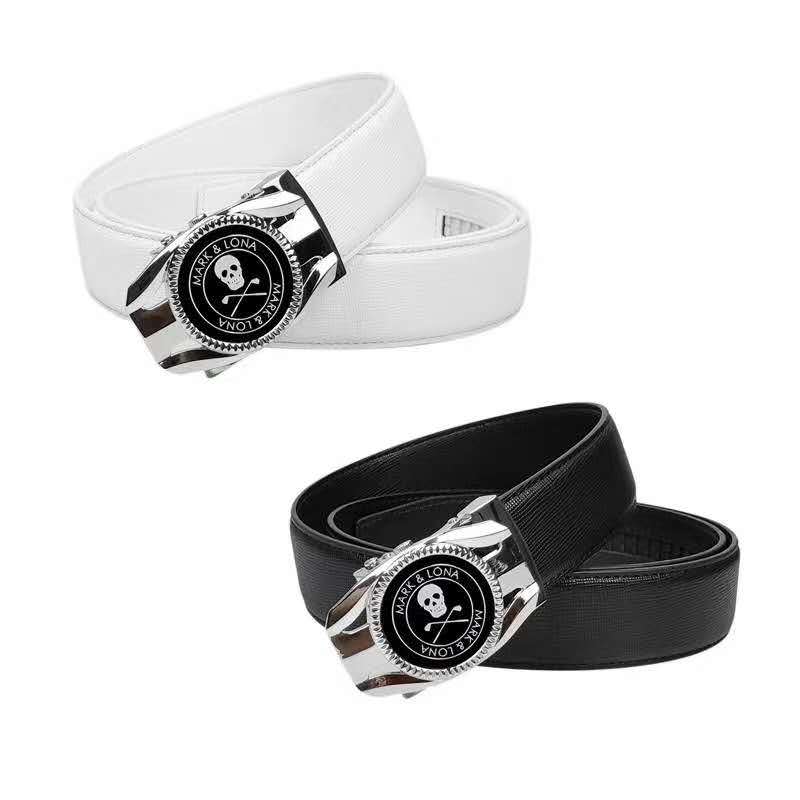 Men's White / Black Leather Golf Belt