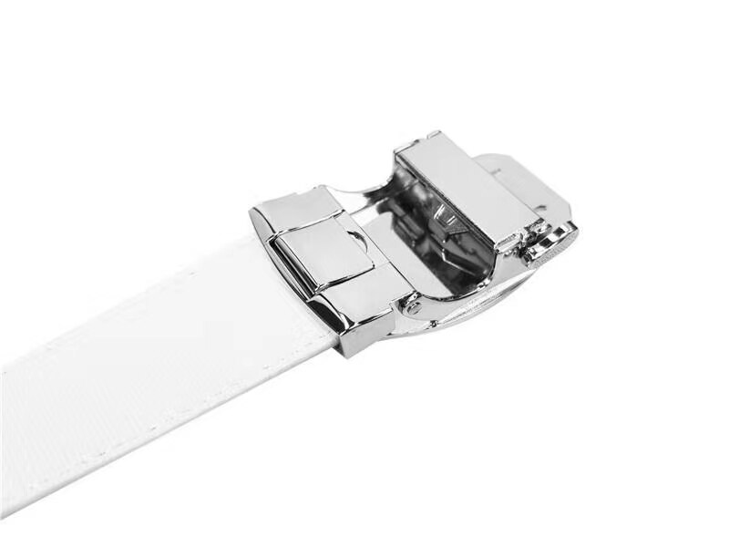 Men's White / Black Leather Golf Belt