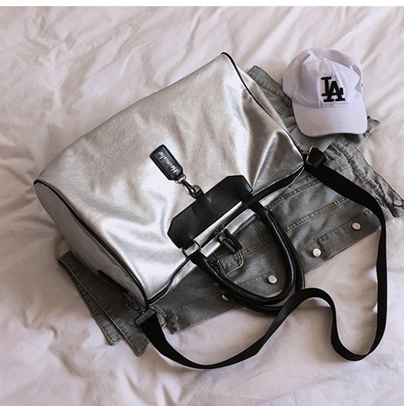 Silver Eco-Leather Gym Bag