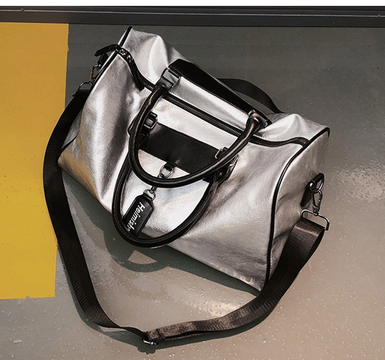 Silver Eco-Leather Gym Bag