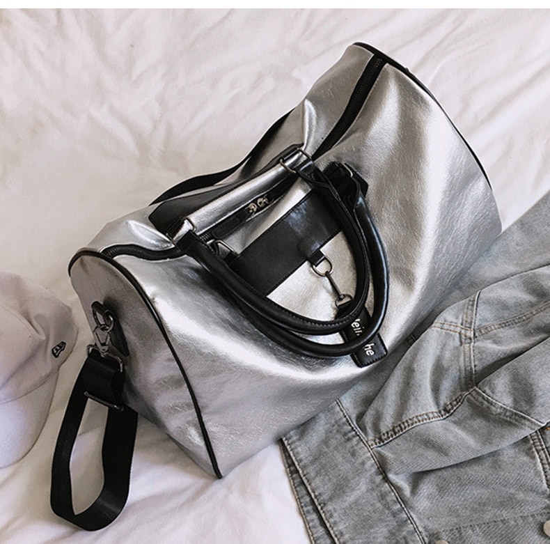 Silver Eco-Leather Gym Bag