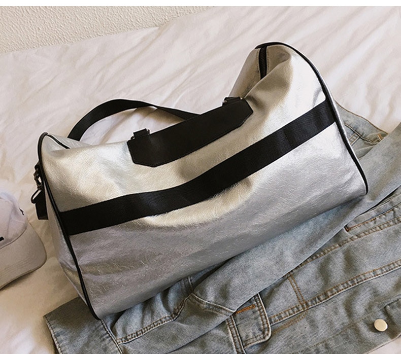 Silver Eco-Leather Gym Bag
