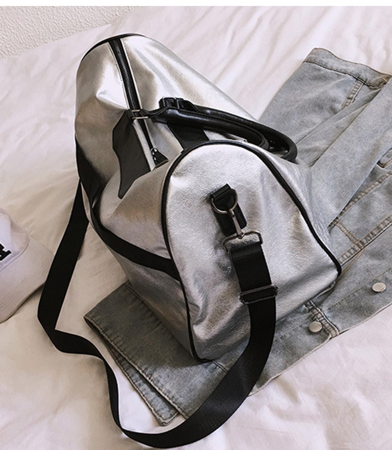 Silver Eco-Leather Gym Bag