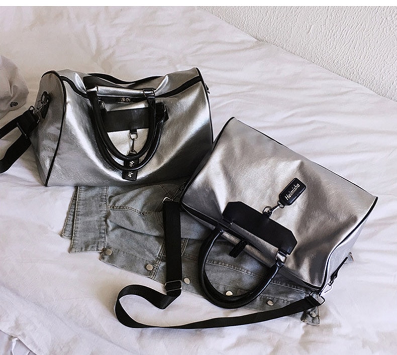 Silver Eco-Leather Gym Bag