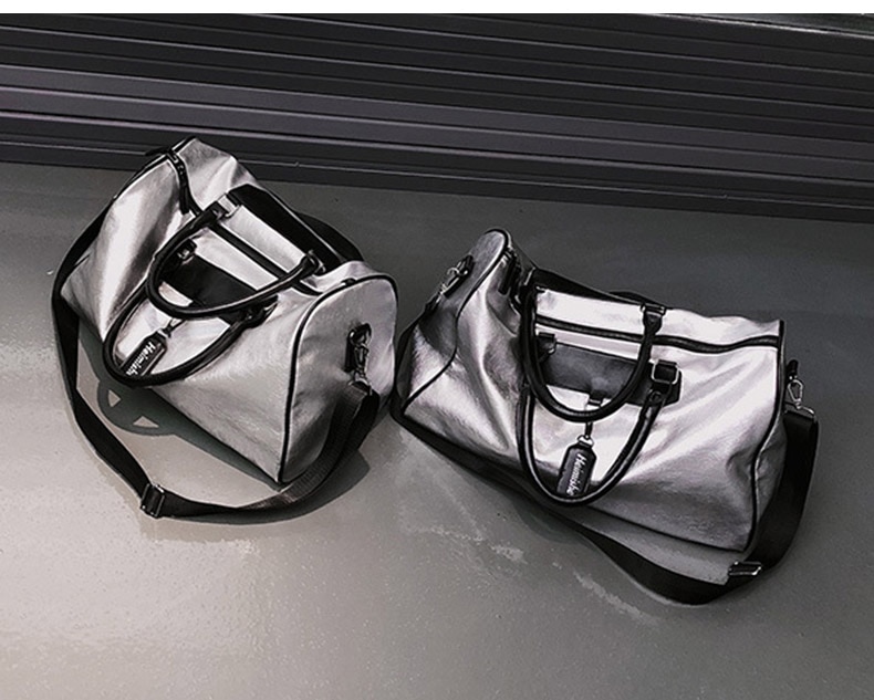 Silver Eco-Leather Gym Bag