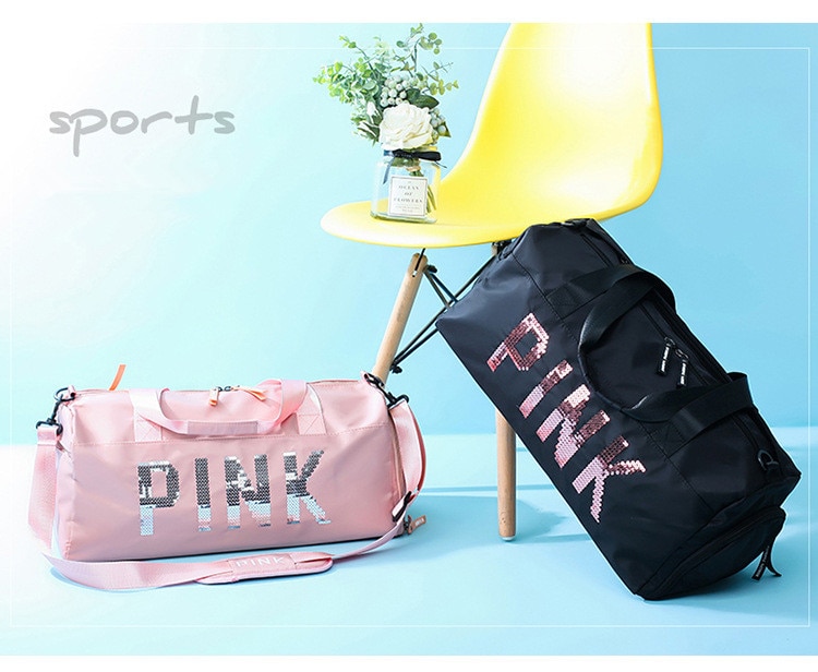 Sequined Pink Gym Bag