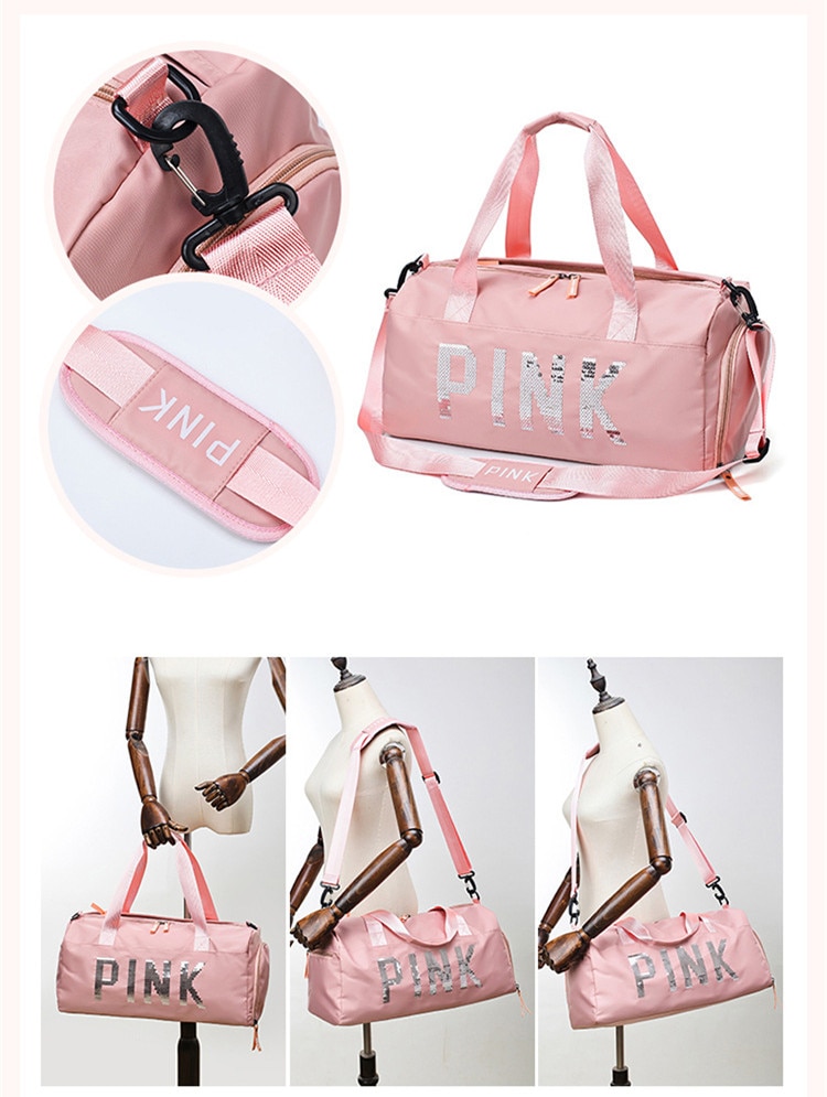 Sequined Pink Gym Bag