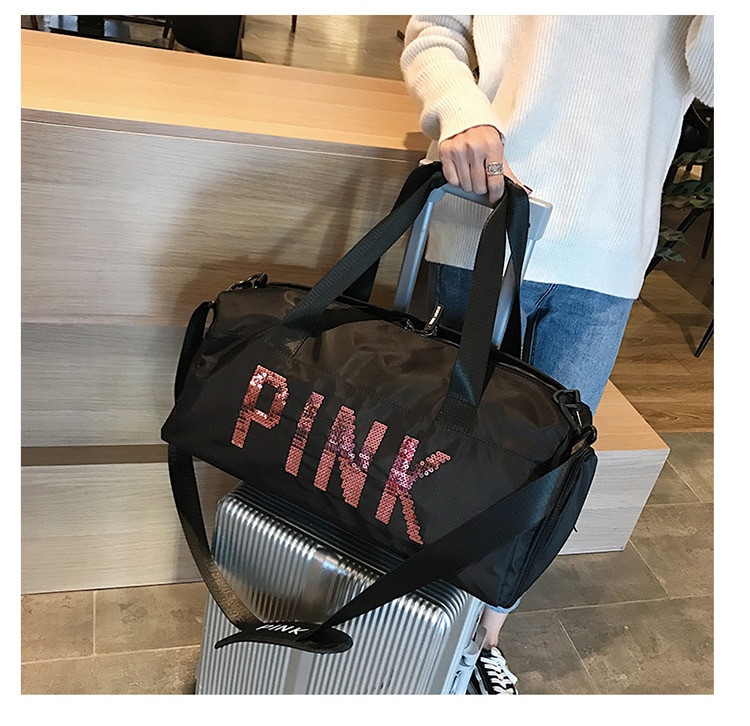 Sequined Pink Gym Bag