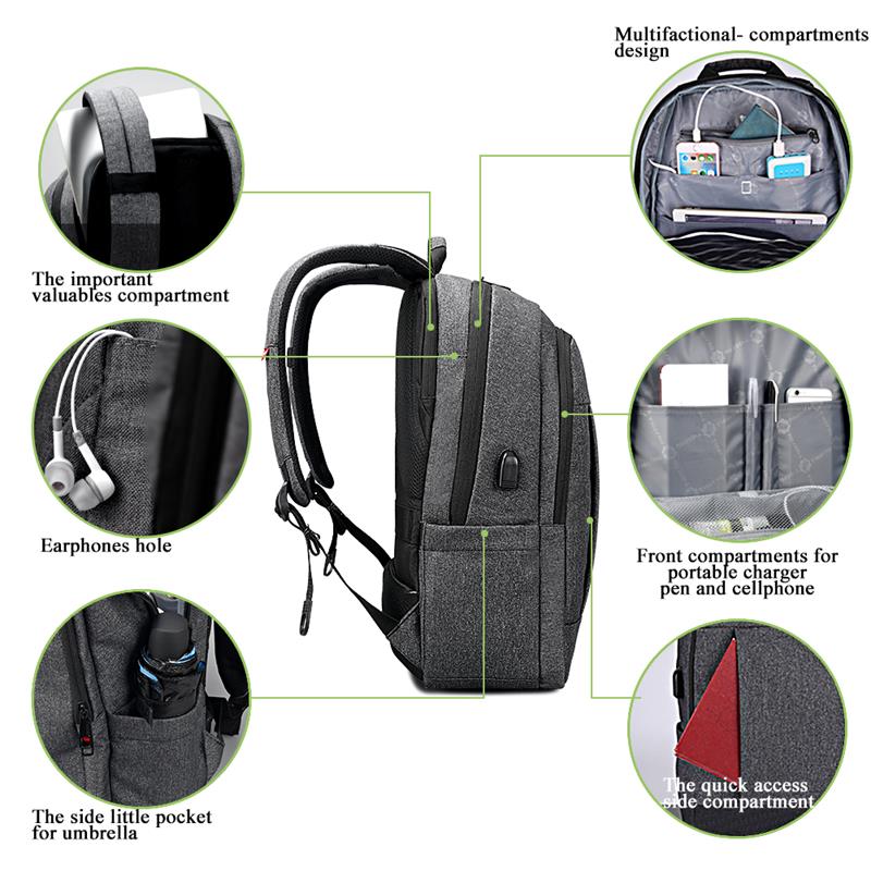 Anti-Theft USB Travel Backpack