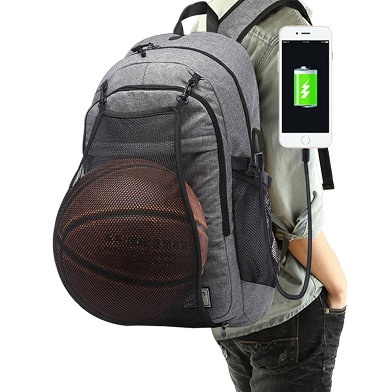 Basketball Ball Net USB Port Sports Backpack