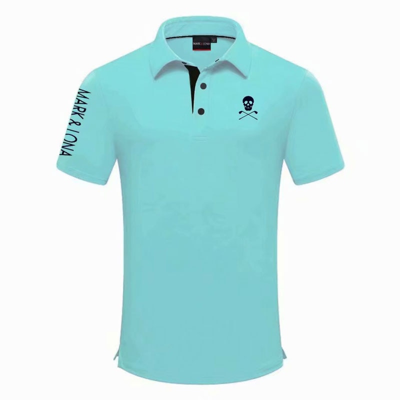 Skull Printed Short Sleeved Polo Golf T-Shirt for Men
