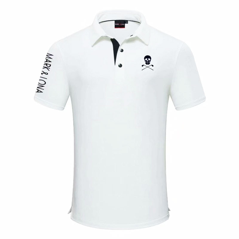 Skull Printed Short Sleeved Polo Golf T-Shirt for Men